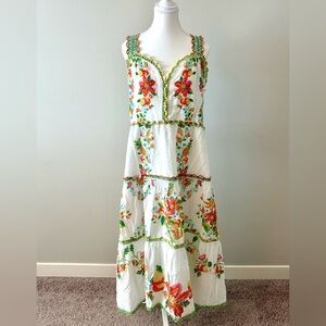 FARM Rio Floral Embroidered White Dress - Size XL